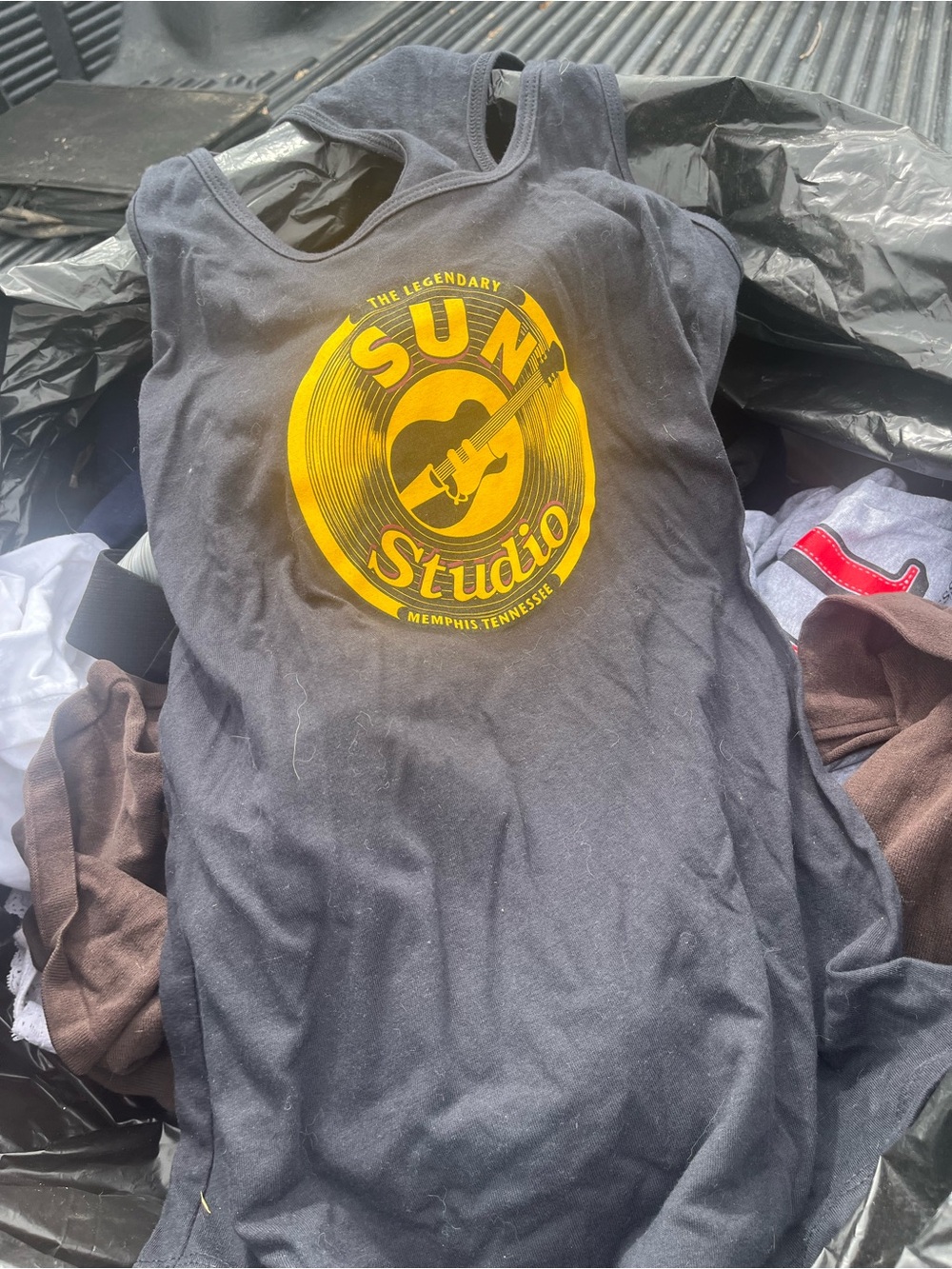 Sun Studio Graphic Tank Top in Black with Yellow Logo